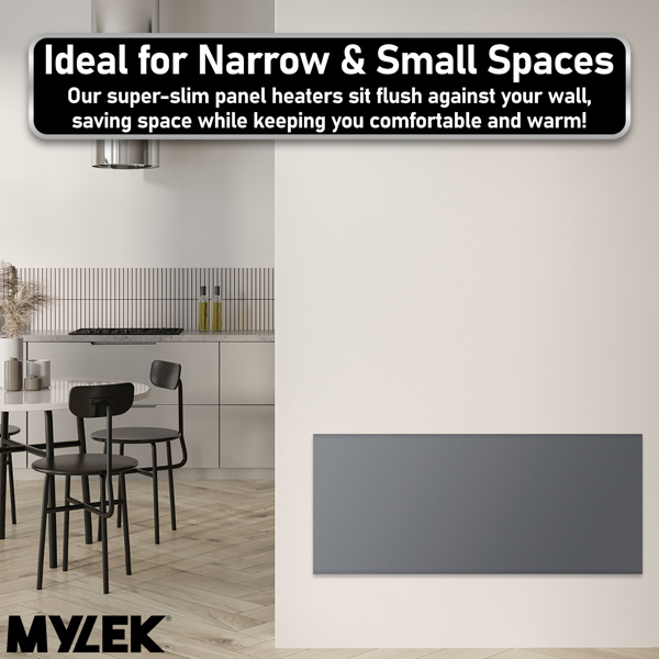 MYLEK Electric Radiator Panel Heater Grey WIFI Smart APP Eco 2000W Bathroom Safe Wall Mounted Timer Thermostat