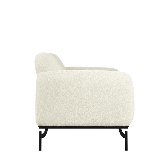 Wyld Haus Samba White Boucle Teddy 2 Seater Sofa Black Metal Legs
