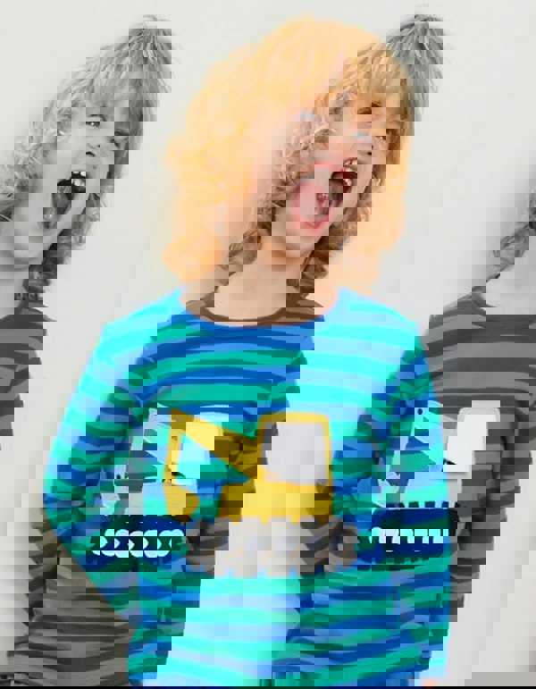 Organic Digger Applique Long - Sleeved T-Shirt - Toby Tiger UK Retail