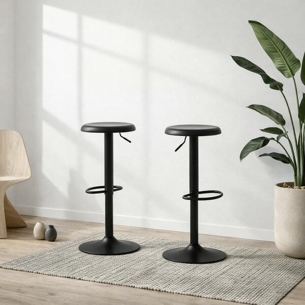 Wyld Haus Set of 2 Cloverstone Black Swivel Bar Stools