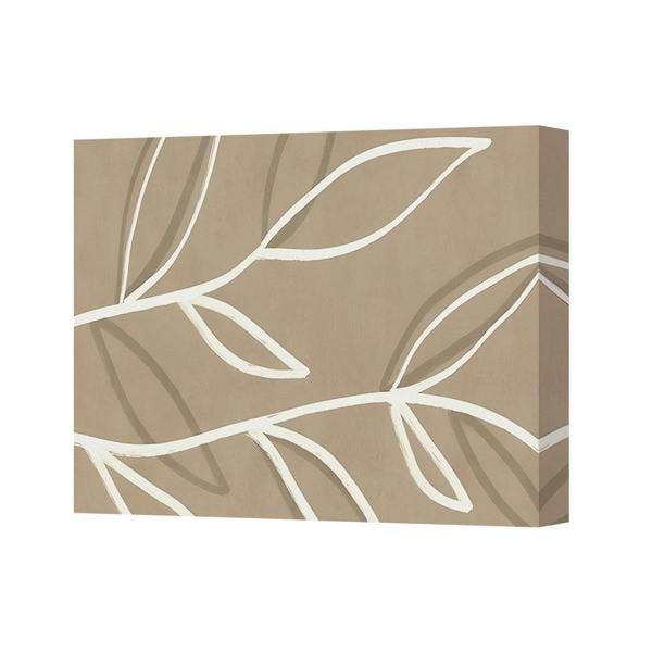 Benjamin Tate Design Beige Botanical Canvas Wall Art With Abstract Leaves