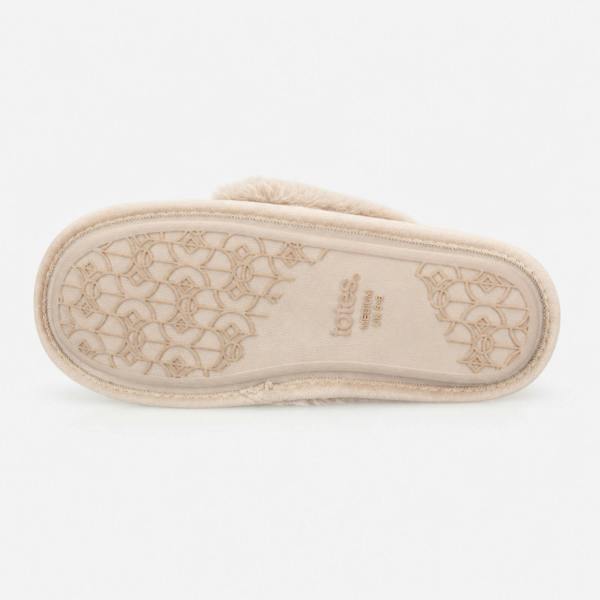 Totes VELOUR MULE Mules Slippers   in  Cream