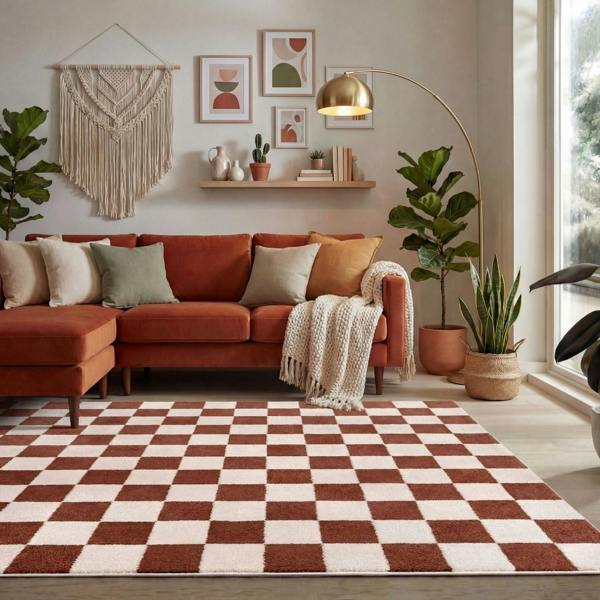 Loft Checkerboard Terra Rug, Easy to clean, Ideal for every place.