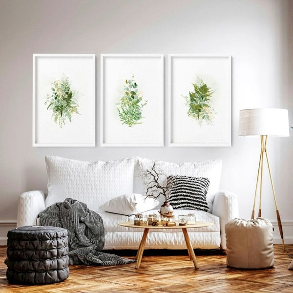 Botanical art prints | set of 3 wall art for living room