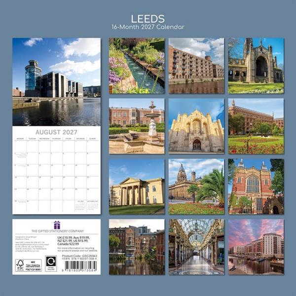 Leeds Calendar 2027, Wall Calendars, Month To View, Travel, Gift