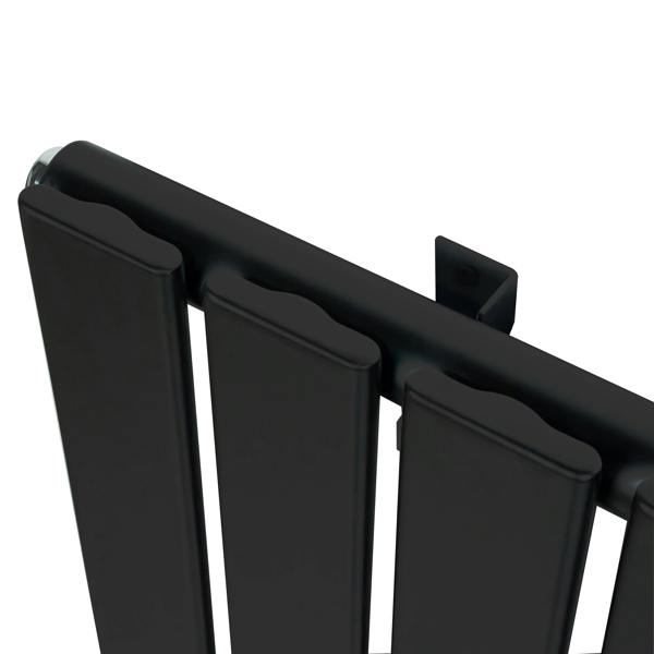 Flat single column radiator in sleek black finish, 600 x 910mm, featuring smooth vertical panels and modern design for efficient heating