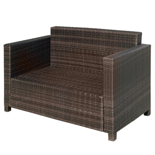 Wyld Haus Sese Rattan Brown 2 Seater Outdoor Sofa with White Cushions