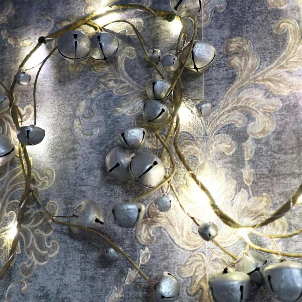 150cm Silver Hanging Garland Decoration with 20 Warm White LEDs, PVC, Battery Operated image 3