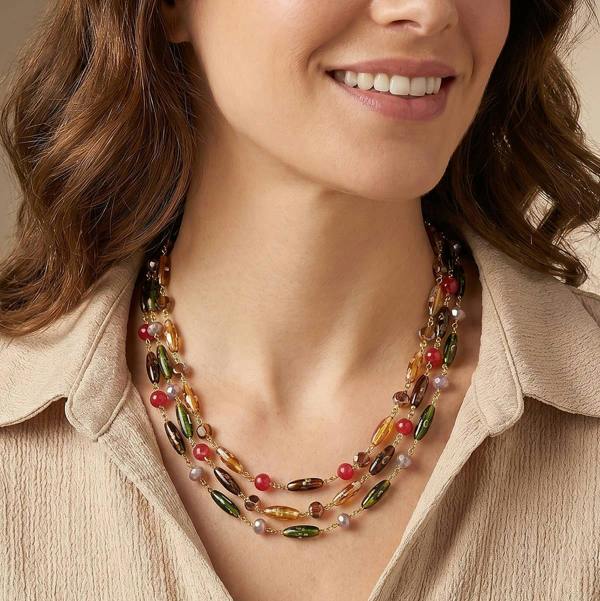 Pia Journey to Joy Fuchsia Jade Triple-Strand Necklace