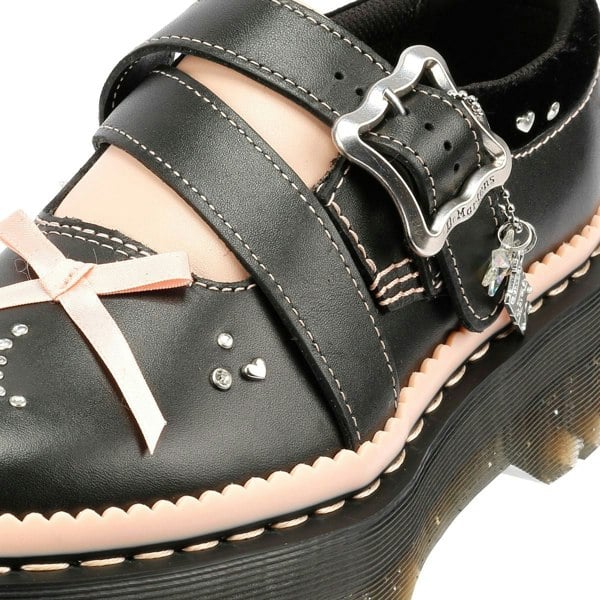 Dr. Martens Kemsley Athena Leather Women's Black/Powder Pink Shoes