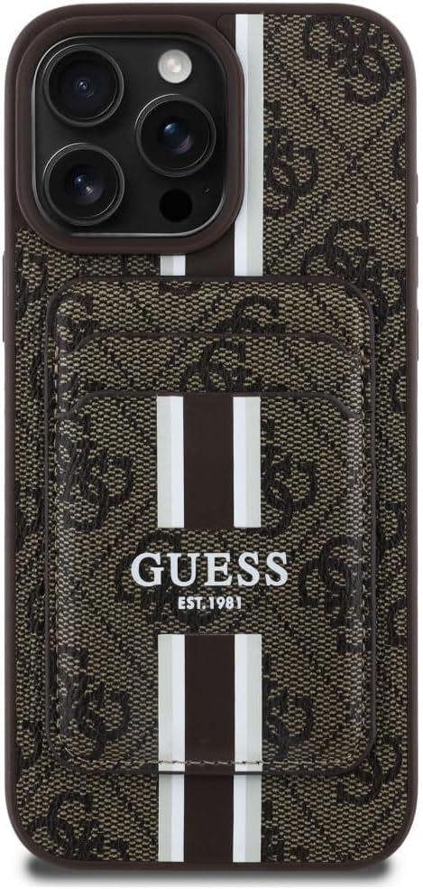 Guess 4G Stripes Case with MagSafe Wallet for iPhone 16 Pro Max 6.9" Brown - GUBPHCP16XP4RPSW