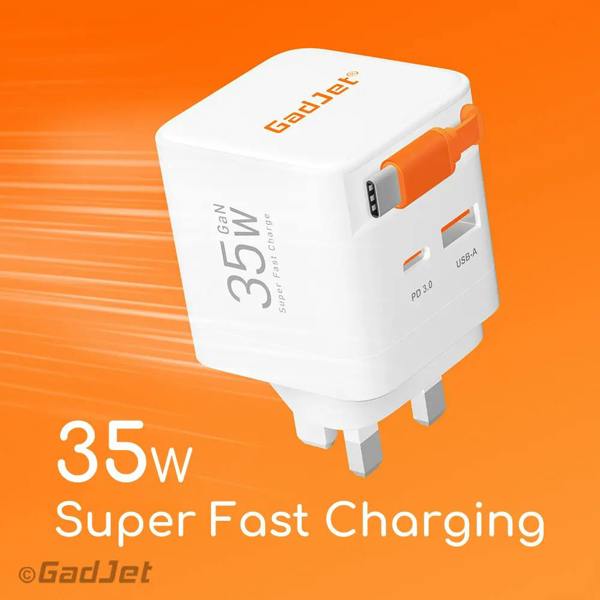 GadJet GaN 2-Port Retractable Power Adapter
