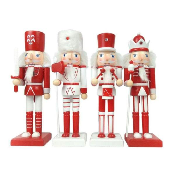 25cm Red Wooden Nutcrackers Soldiers King Drummer Christmas Ornament 4pcs Set image 7