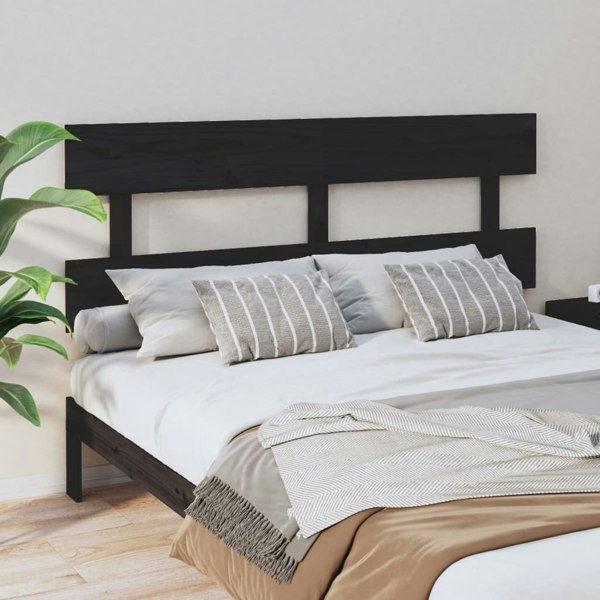 Berkfield Bed Headboard Black 164x3x81 cm Solid Wood Pine