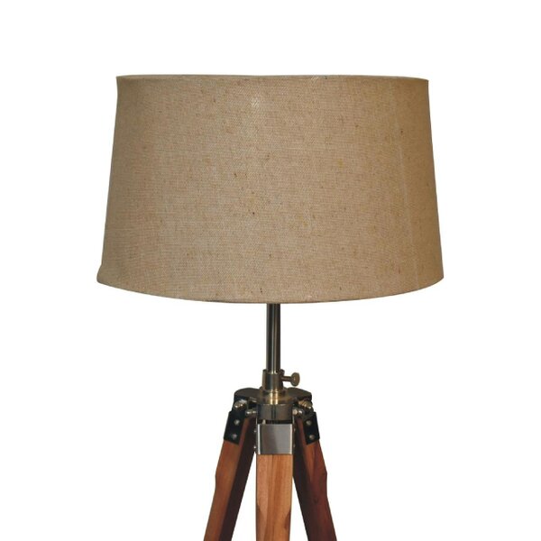 Wyld Haus Phuket Fixed Chrome and Teak Wood Tripod Floor Lamp