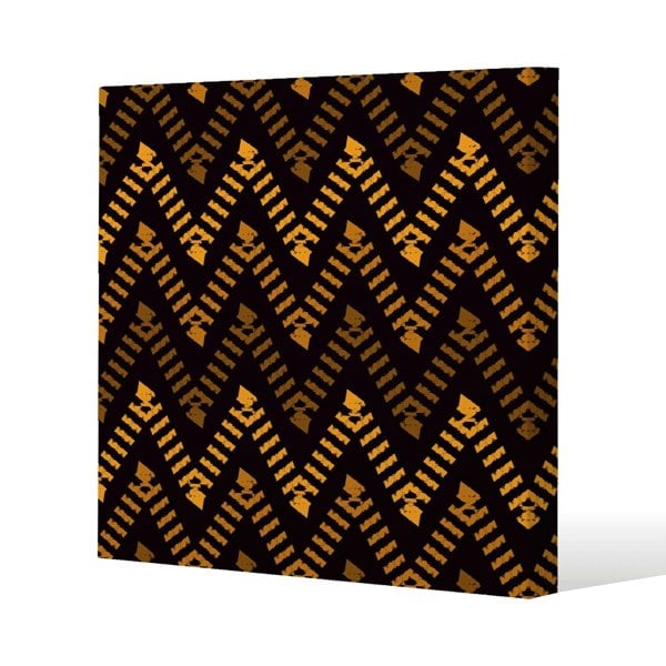 Benjamin Tate Design Freehand horizontal zigzag chevron stripes Boho chic Slim Style Canvas Print  20x20cm , 15mm Slim Real wood.