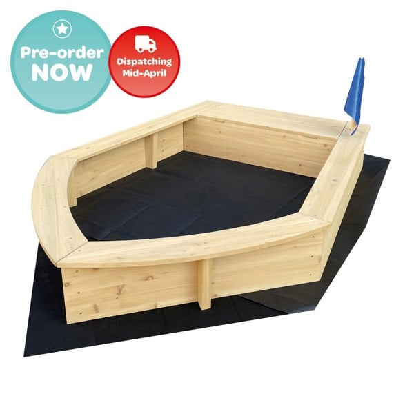 Liberty House Toys Kids Boat Sandpit with Seating and Cover