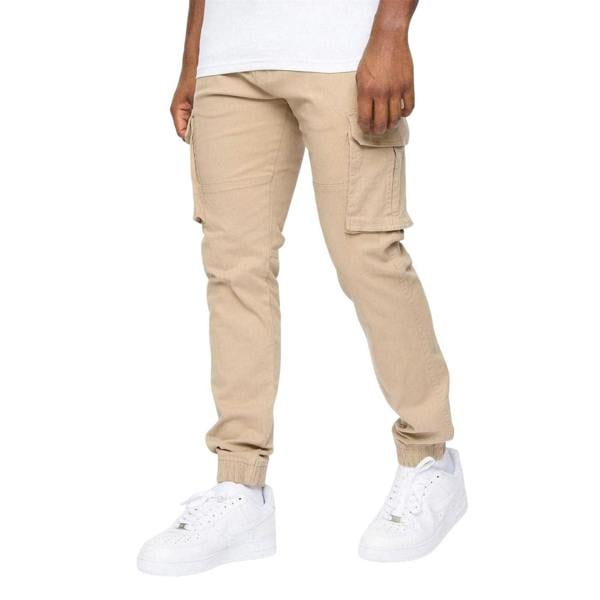 Crosshatch Mens Casual Cargo Trousers - Stone - 