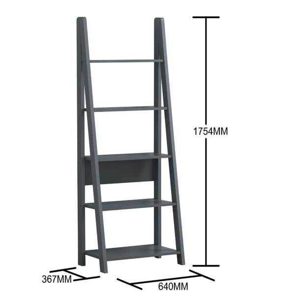 Timber Art Design Riva Retro 5 Tier Ladder Bookcase Display Shelf Unit