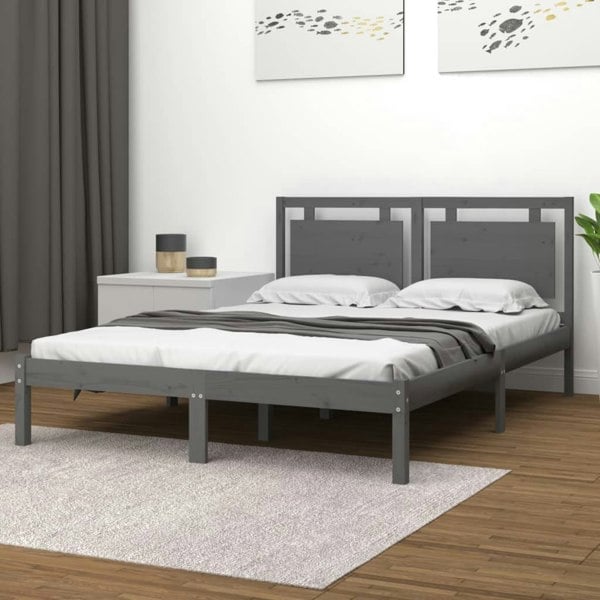 Berkfield Bed Frame Grey Solid Wood 200x200 cm
