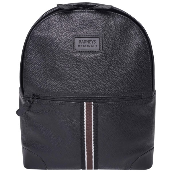 Barneys Originals Real Leather Backpack with Cherry Red Stripe