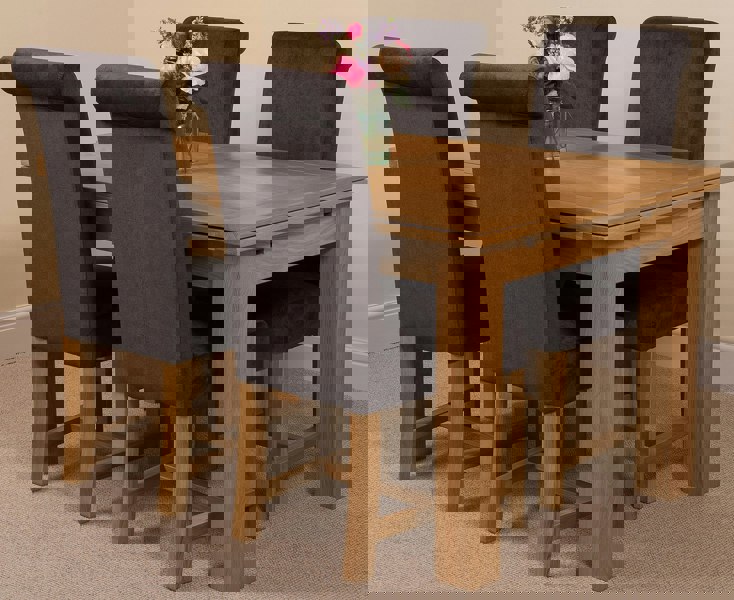 That's Furniture Richmond Medium Oak Extendable Dining Table with Washington Fabric Chairs