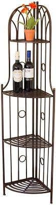 The Garden Marketplace Versailles Style Metal Corner Rack, 4 Tier Folding Shelves in Antique Bronze Effect, Fully Assembled Corner Unit for House