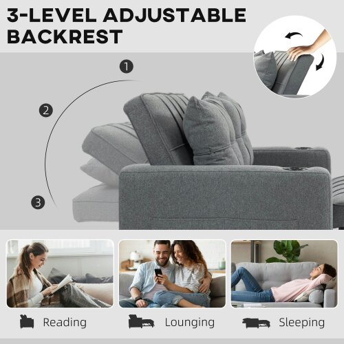 Wyld Haus Rireel Diha Dark Grey Upholstered 2 Seater Pull Out Sofa Bed