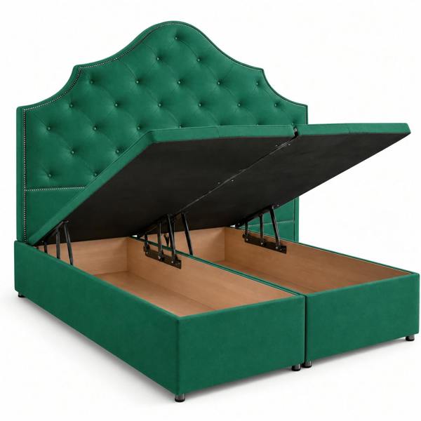 Great British Beds Dundee Divan Ottoman Bed - Green Plush