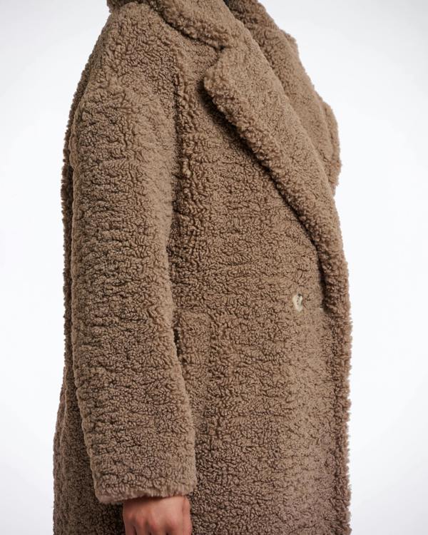 Rino & Pelle Elicia Womens Double Breasted Teddy Coat - Toffee | CHO | Designer Womens Teddy coat