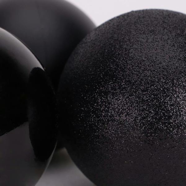 Shatchi 15cm Shatterproof Christmas Baubles, 3 Pack Black Tree Decorations with Glitter, Matte and Shiny Finish
