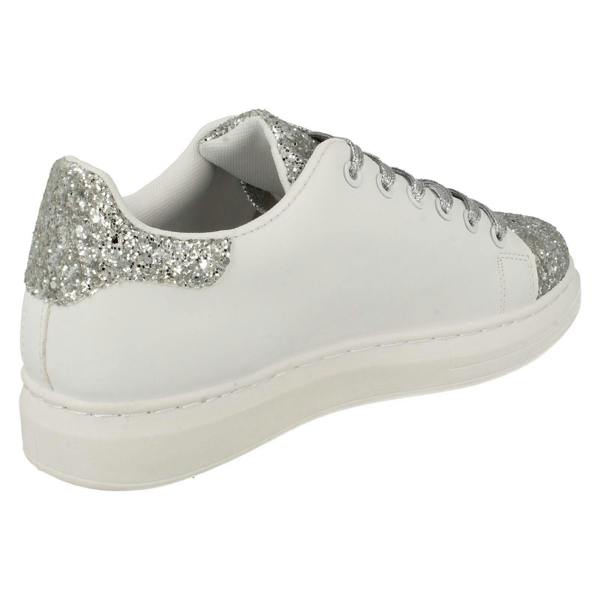 Spot On Ladies Spot On Lace Up Trainer Pump with Glitter