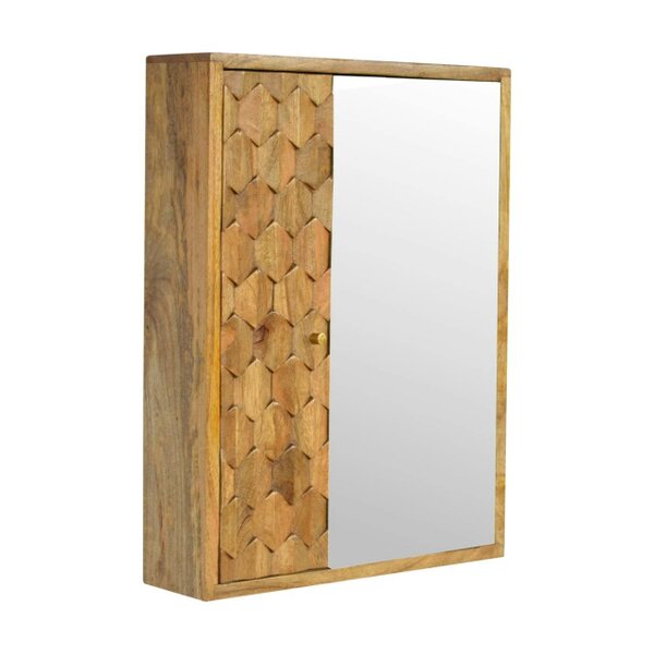 Wyld Haus Otranto Pineapple Carved Mango Wood Mirror Cabinet