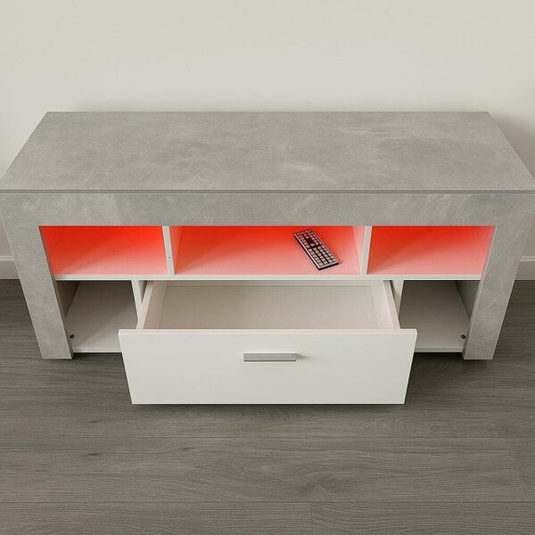 Kosy Koala TV CABINET LED UNIT Stand Body High glossy doors with LED Lights STONE GREY