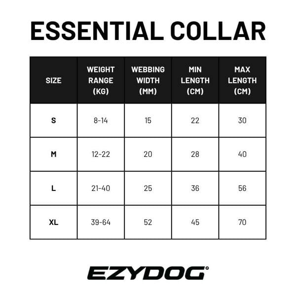 EzyDog Essential Adjustable Dog Collar in Black