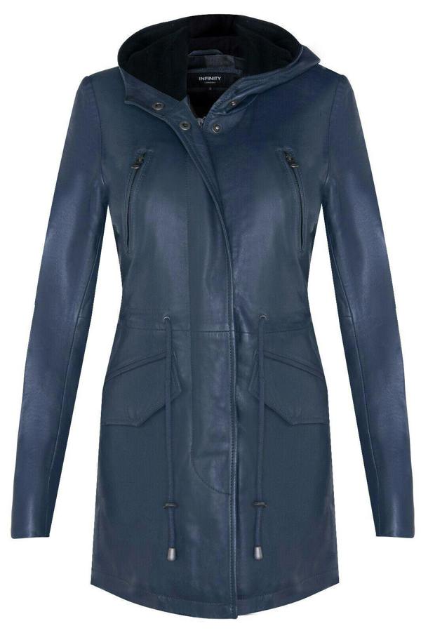 Infinity Leather Womens Leather Hooded Parka Jacket-Bucharest