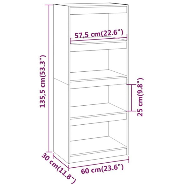 Berkfield Book Cabinet/Room Divider Black 60x30x135.5 cm Solid Wood Pine