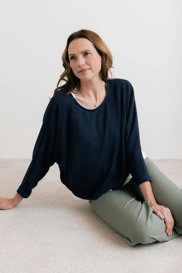 Lily & Me Penny Batwing Crossover Jumper Navy