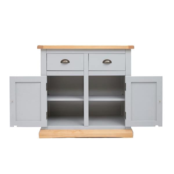 Cabinet Bits Bomporto Light Grey 2 Drawer 2 Door Sideboard Brass Cup Handle