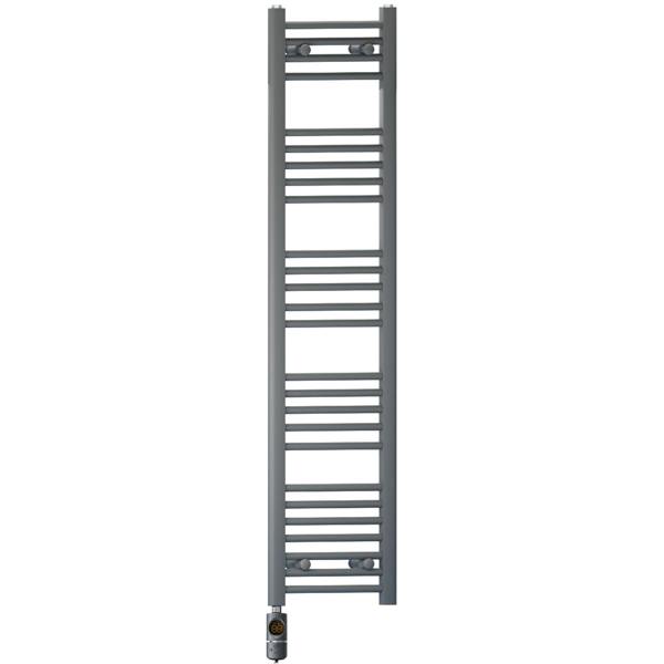 MYHOMEWARE 400 x 1400 mm Anthracite Grey Electric Bathroom Towel Rail Radiator Heater With AF Thermostatic Electric Element Pre-Filled