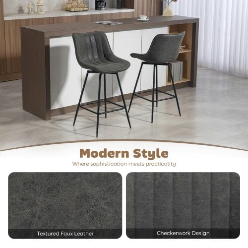 Wyld Haus Pahara Set Of 2 Grey Faux Leather Swivel Bar Chairs