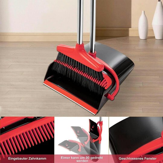 Havendro Dustpan and Brush Set Extra Long Home Kitchen Handle Vertical Broom Cleaning Kit