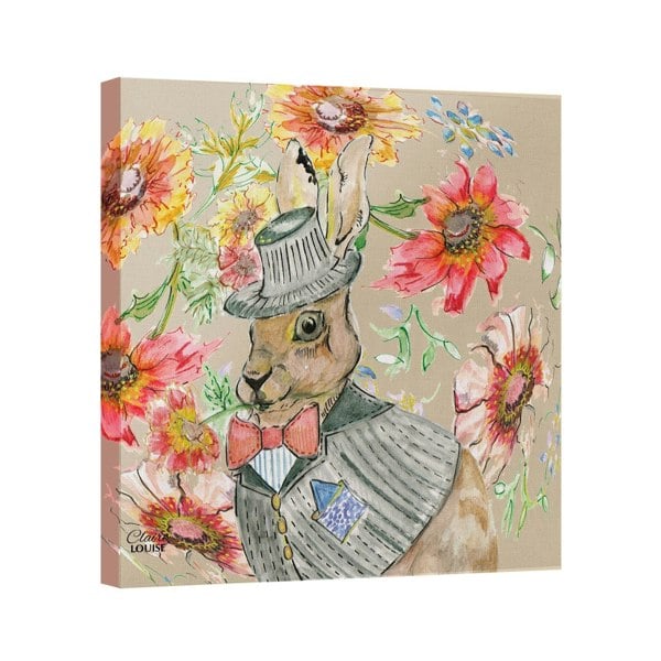 Claire Louise Cottage Floral Hare Canvas Print