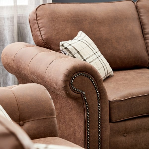 Furnishings For Less Oakland Large 6 Seater Leather Corner Sofa Chesterfield Style