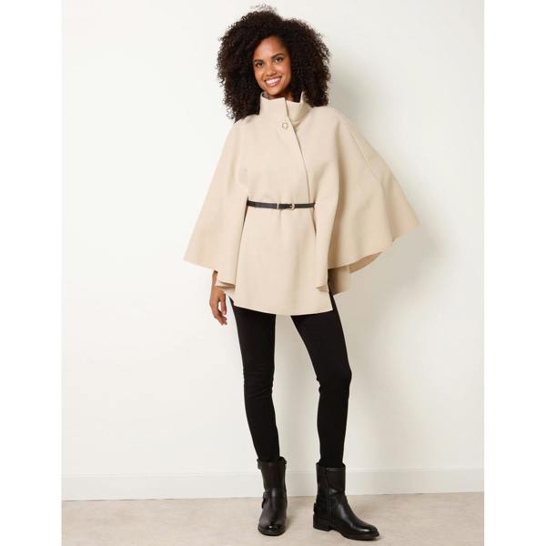 Blue Vanilla Funnel Neck Tie Front Cape