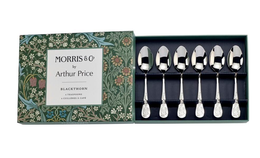 Arthur Price Morris & Co. 'Blackthorn' Stainless Steel Gift Boxed Set of 6 Tea Spoons