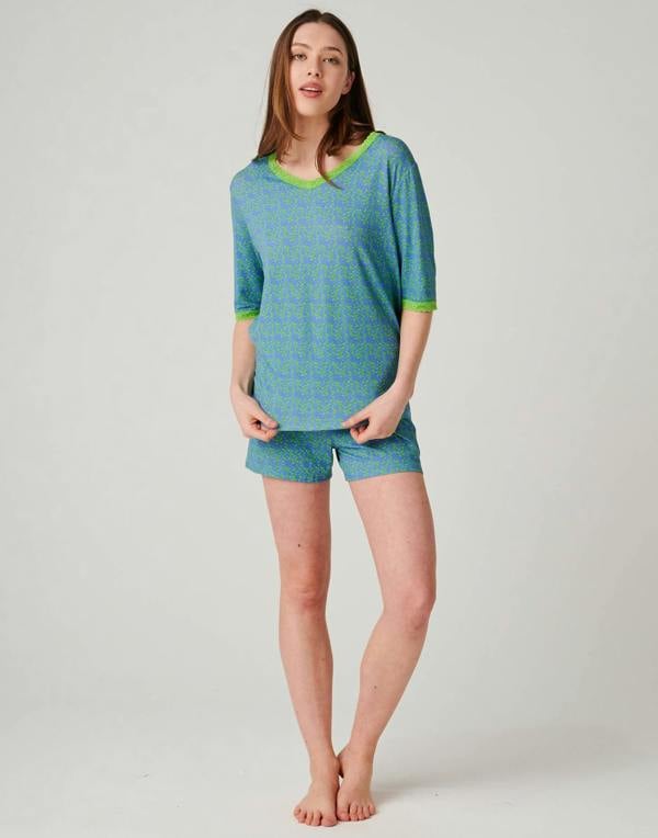 British Boxers Women's Bamboo Lace Short Pyjama Set - Blooming Fabulous