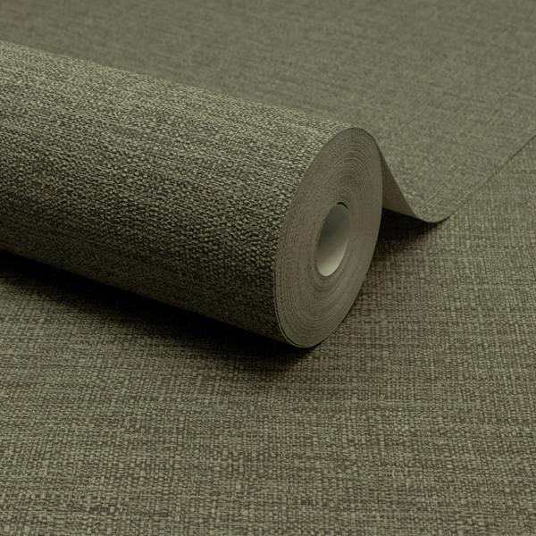 Grandeco Telma Slubbed Fabric Hessian Textured Luxury Wallpaper Dark green