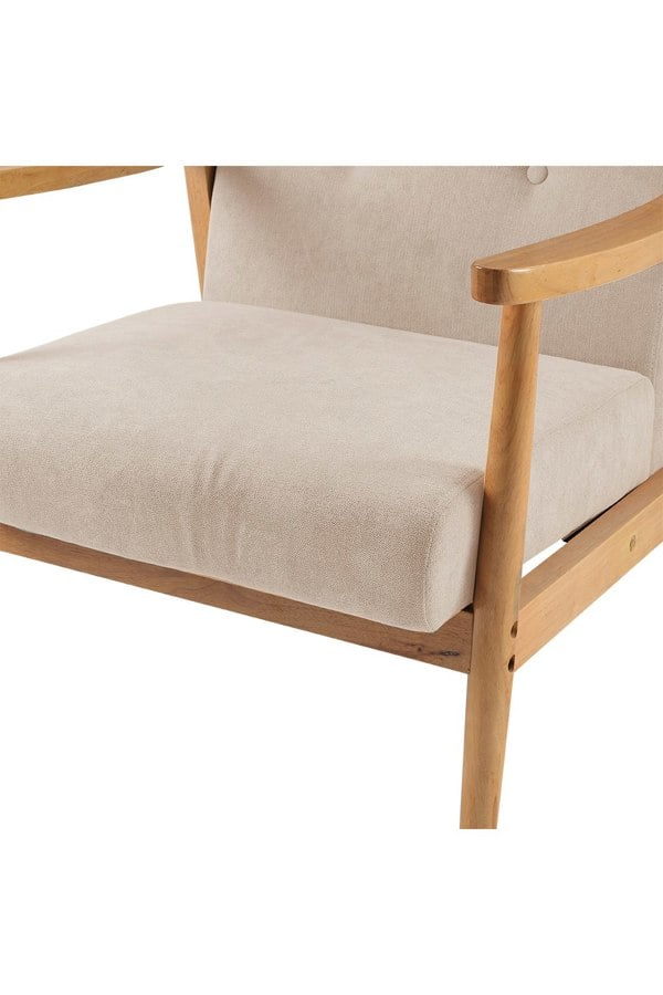Living and Home Beige Terry Cloth Casual Upholstered Armchair with Rubberwood Wood Frame