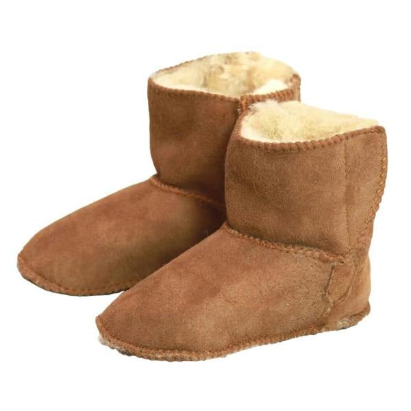 Eastern Counties Leather Kids Sheepskin Touch Fastening Slipper Boots - Chestnut